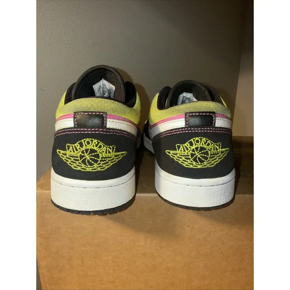 Size 8.5 Jordan 1 Low CW5564-001 Black Active Fuchsia Spray Paint Mens 2020